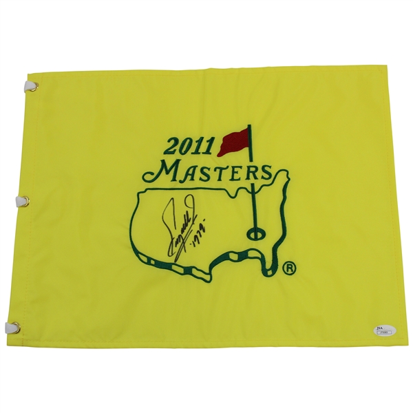 Fuzzy Zoeller Signed 2011 Masters Embroidered Flag with 1979 Notation - in Black Ink JSA #J73083