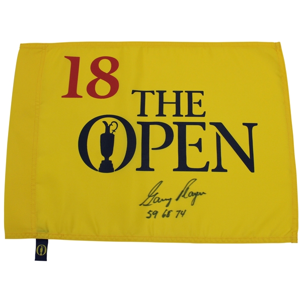 Gary Player Signed Undated OPEN Screen Flag with Years Won Notaion JSA ALOA