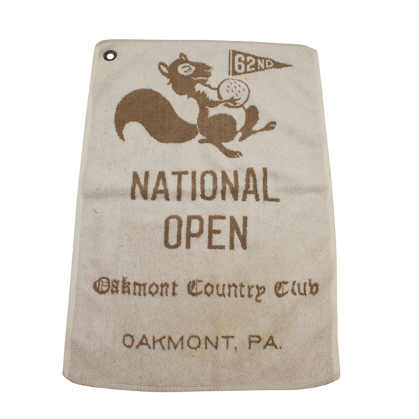 1962 US Open at Oakmont CC Original Golf Towel - Nicklaus First Major Win