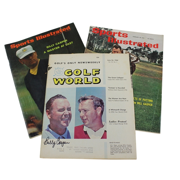 Billy Casper Signed 1966 Golf World w/Two Unsigned Sports Illustrateds (1961 & 1970) JSA ALOA