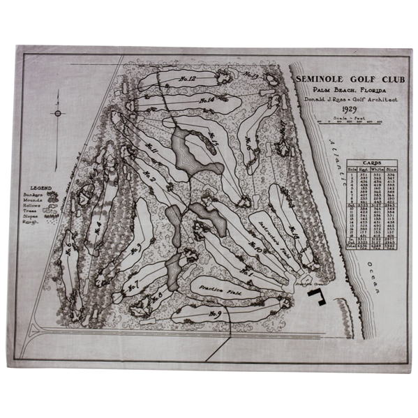 Seminole Golf Club Donald J. Ross Golf Architect Aerial Course Map Large Canvas Image