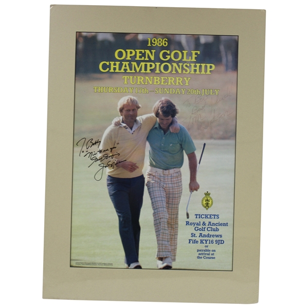 Jack Nicklaus & Tom Watson Signed 1986 OPEN at Turnberry Ltd Ed Photograph Poster JSA ALOA