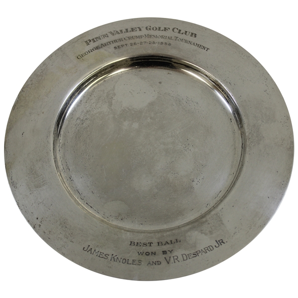 1958 Pine Valley GC George Arthur Crump Tournament Best Ball Sterling Silver Winner Plate