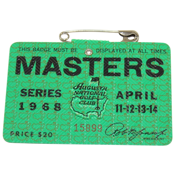 1968 Masters Touranment SERIES Badge #15899 - Bob Goalby Winner