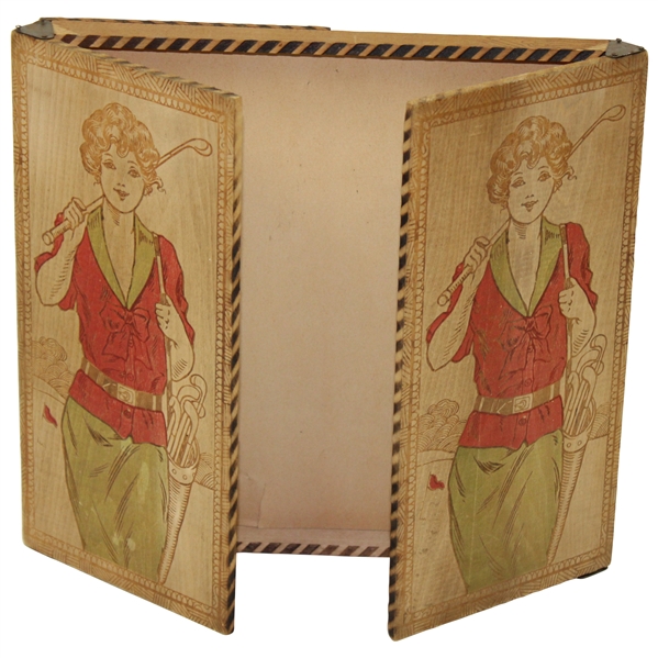 Wooden Lady Golfer Fold-Out Handkerchief Box