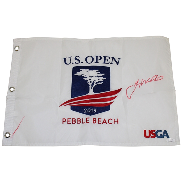 Gary Woodland Signed 2019 US Open at Pebble Beach White Embroidered Flag JSA #GG14637