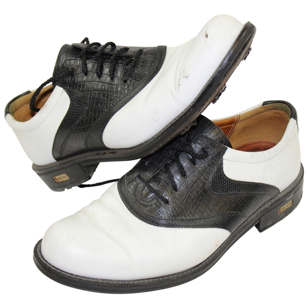 Greg Normans Personal Worn Ecco Black & White Golf Shoes