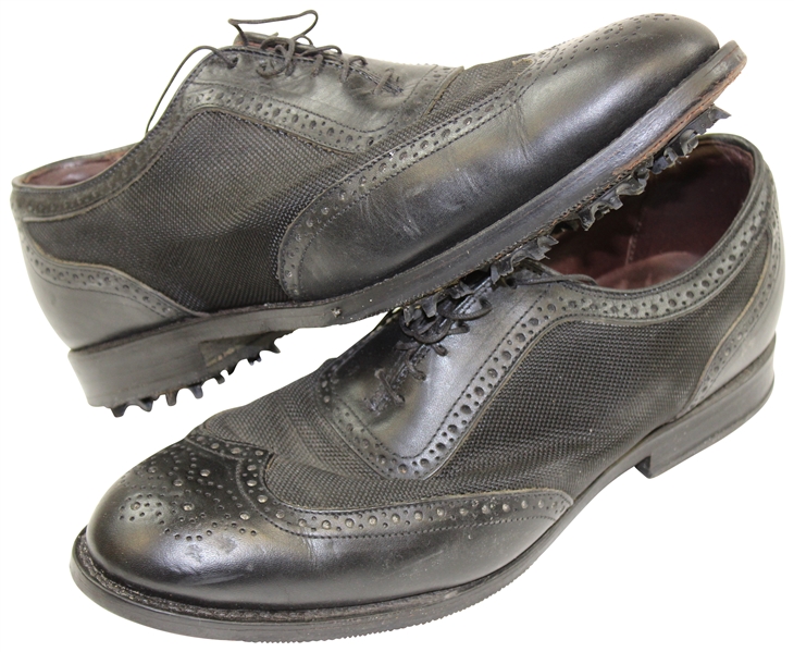 Greg Normans Personal Worn Allen Edmonds Honor Collection Black 1-Up Golf Shoes