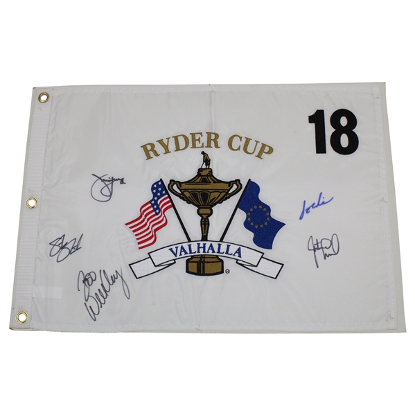 Multi-Signed Ryder Cup at Valhalla White Embroidered Flag JSA ALOA