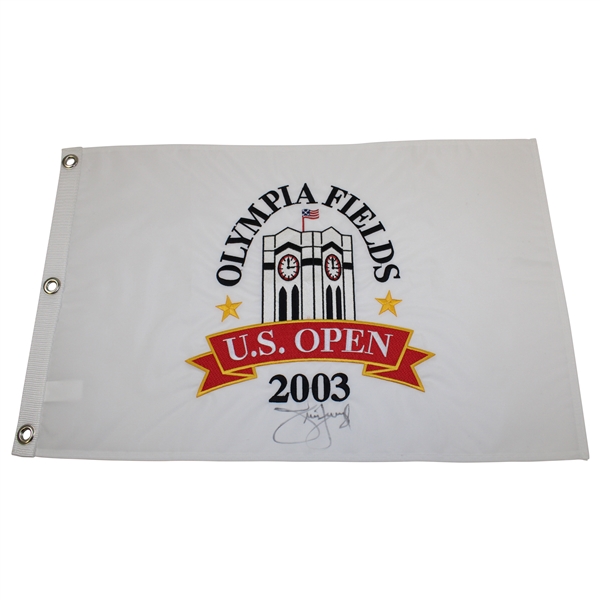 Jim Furyk Signed 2003 US Open at Olympia Fields Embroidered Flag JSA ALOA