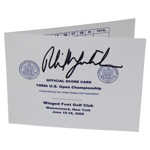 Phil Mickelson Signed 2006 US Open at Winged Foot Golf Club Scorecard JSA ALOA