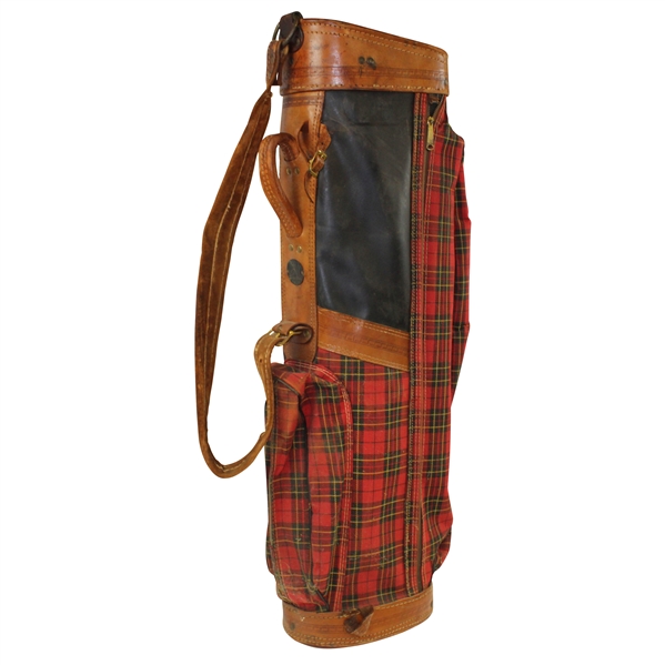 Vintage Pedersen Wilton Conn. Plaid Golf Bag with Slide-Away Hood Pat. 2509195