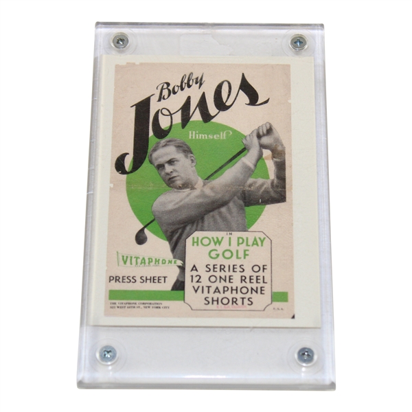 Bobby Jones in How I Play Golf Original Vitaphone Press Sheet Sports Immortals Card