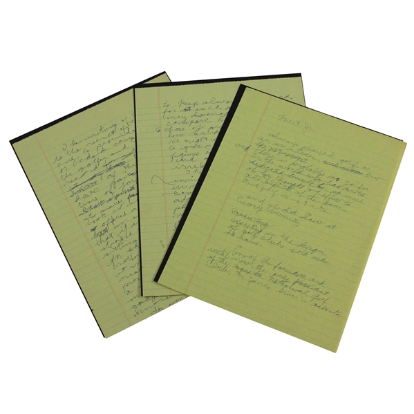 Bobby Jones Personal Multiple Page Hand-Written Thoughts For The Golf Swing - JSA Full Letter 