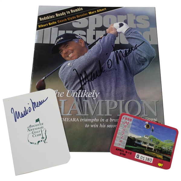 Mark OMeara Signed Sports Illustrated & ANGC Scorecard with 1998 Masters SERIES Badge JSA ALOA