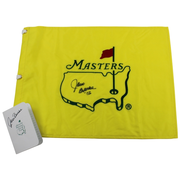 Jack Burke Signed Undated Masters Embroidered Flag (with Date) & ANGC Scorecard JSA ALOA