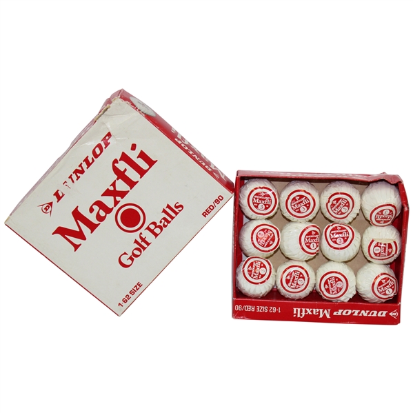 Classic Dunlop Maxfli Red/90 Single Wrapped Dozen Golf Balls in Original Box