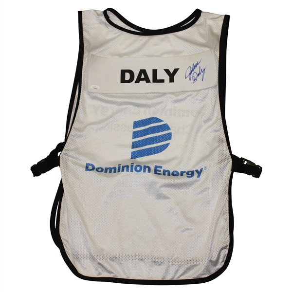 John Daly Signed Personal Tournament Used Dominion Energy Charity Classic Caddy Bib JSA #UU28300