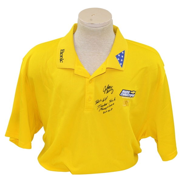 John Daly Signed Personal Worn Yellow Shirt with "Shot 64-Timber Tech-Champions-2020" Inscription JSA #UU28301