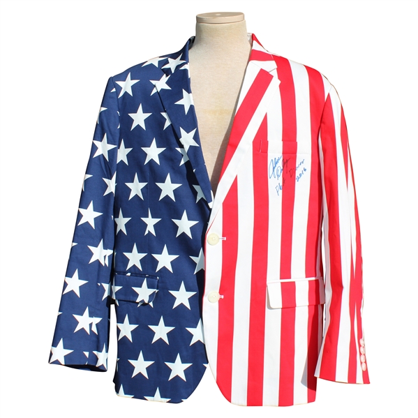 John Daly Signed Personal Worn Hand-tailored LoudMouth American Flag Sport Coat with Inscription JSA #UU28299