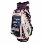 John Daly Signed Patriotic Match Used Full Size Golf Bag with "The OPEN & PGA Used" Inscription JSA #UU28297