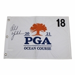 Phil Mickelson Signed 2021 PGA Championship at Kiawah White Embroidered Flag JSA ALOA