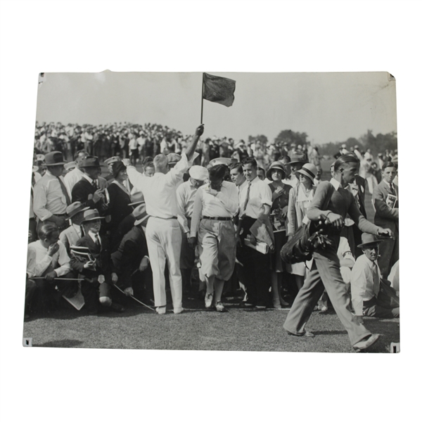 1930 Bobby Jones US Amateur at Merion Approaching 11th Green Wire Photo - 9/25/1930