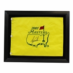 Tiger Woods Center Signed 2001 Masters Flag - Slight Bleeding-6th Major