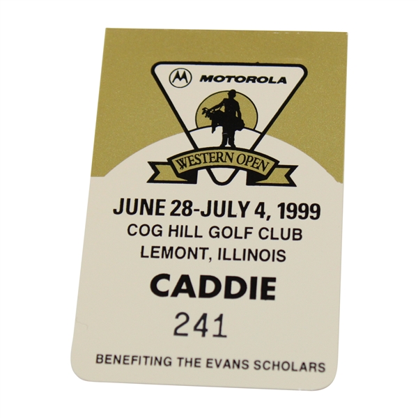 1999 Caddie Badge from Tiger Woods 10th Career Win - Western Open - Bob Burns Collection