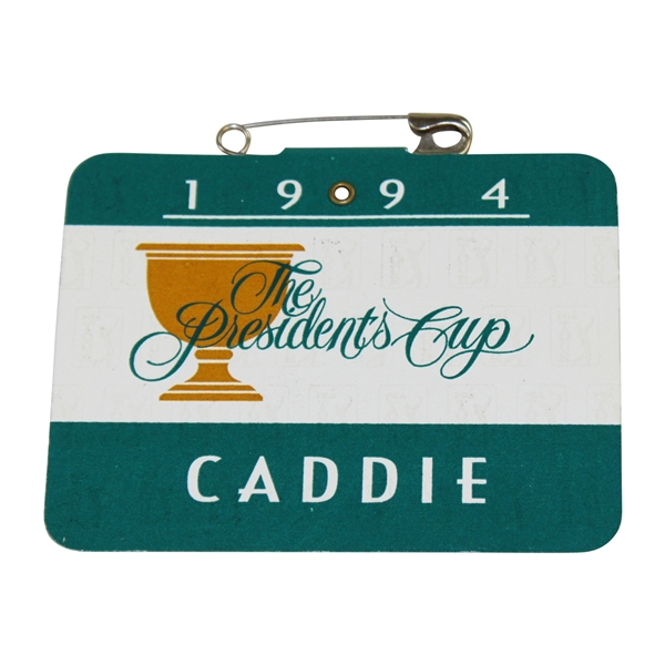 1994 Caddie Badge from The First Presidents Cup - Steve Elkington Bag - Bob Burns Collection