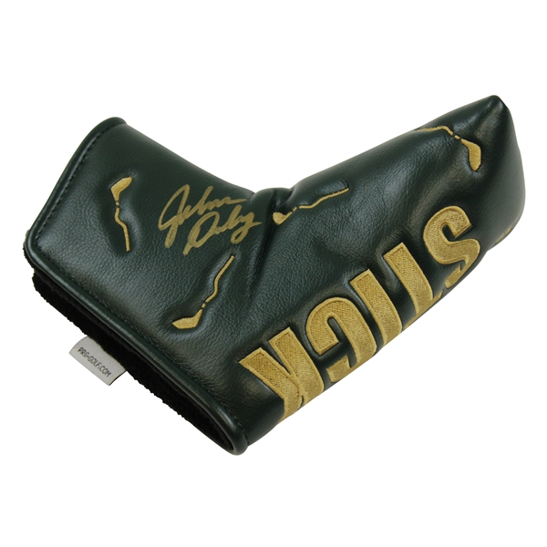 John Daly Signed Green Leather Crooked Stick Putter Head Cover JSA #28290