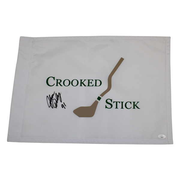 John Daly Signed Crooked Stick White Official Screen Flag with 91 JSA #UU28123