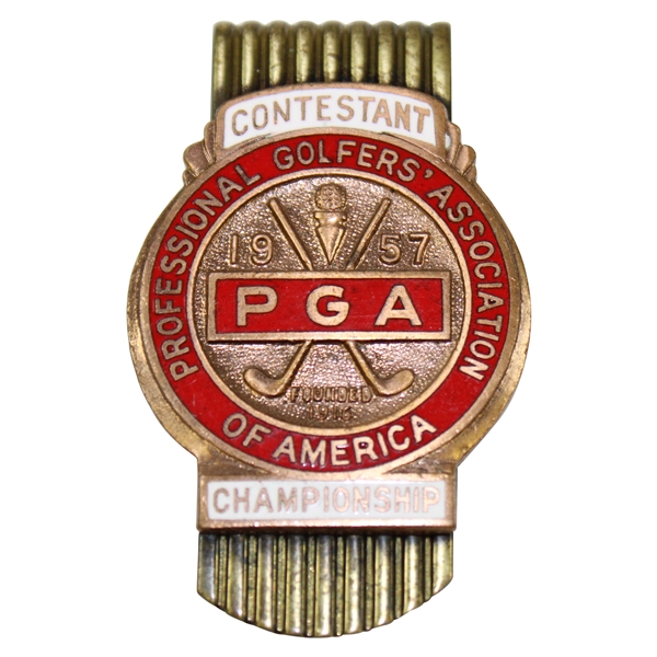 Henry Poes Personal 1957 PGA Championship at Miami Valley CC Contestant Badge/Clip