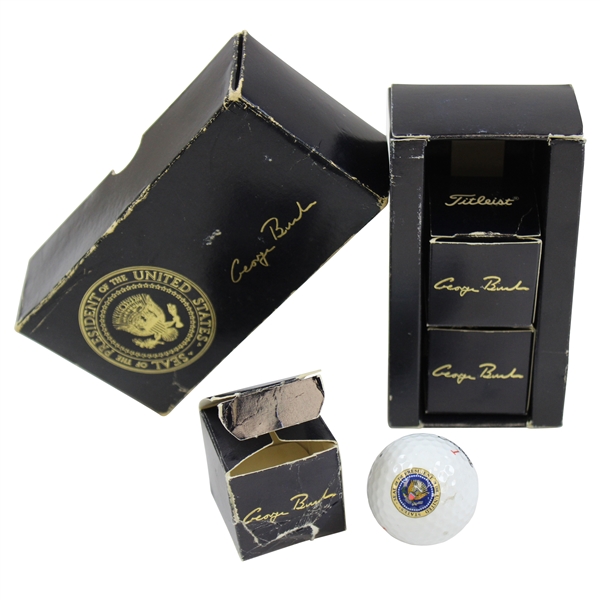 Henry Poes Personal President George Bush Presidential Golf Balls in Original Sleeves & Original Box