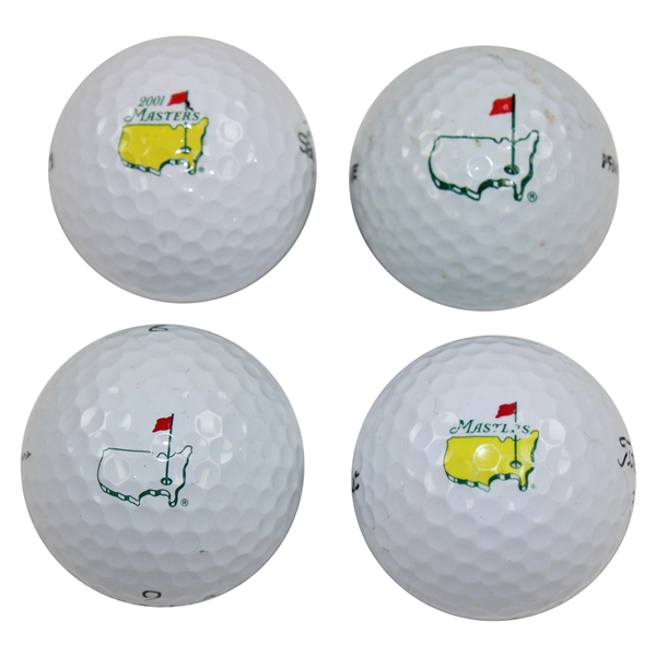 Four (4) Different Masters Logo Golf Balls - Slazenger, Practice, Titleist