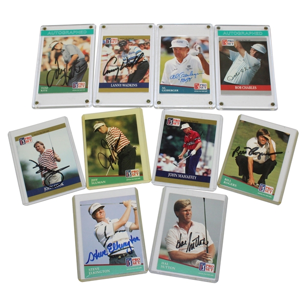 Ten (10) Major Winners Signed Pro Set Golf Cards - Sutton, Geiberger, Elkington, & others JSA ALOA