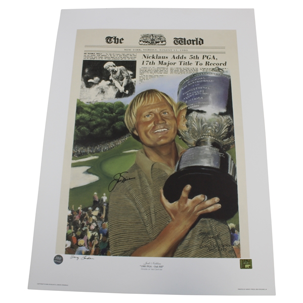 Jack Nicklaus Signed 1980 PGA Win at Oak Hill Lithograph - Golden Bear Hologram