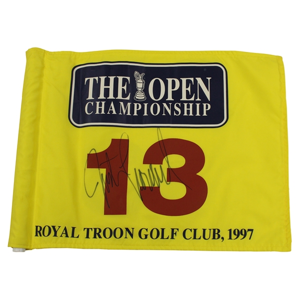 Justin Leonard Signed 1997 OPEN Championship Hole #13 Flag JSA ALOA