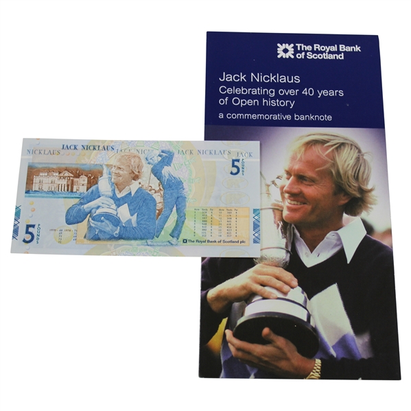 Jack Nicklaus Royal Bank of Scottland Five Pound Note w/Jacket