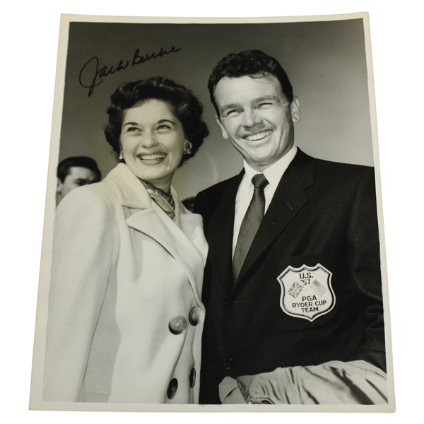 Jack Burke Signed 1957 Ryder Cup 8x10 Photo of Jack with Wife JSA ALOA