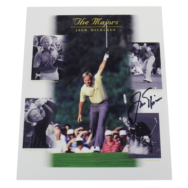 Jack Nicklaus Signed The Majors Collage w/ 86 Masters Center 8x10 Photo JSA ALOA