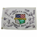 Tiger Woods & Big Three with other US Open Champs Signed 2000 US Open Pebble Beach Flag JSA ALOA