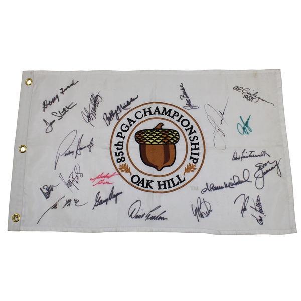 21 PGA Champions Multi-Signed PGA Championship at Oak Hill Embroidered Flag JSA ALOA