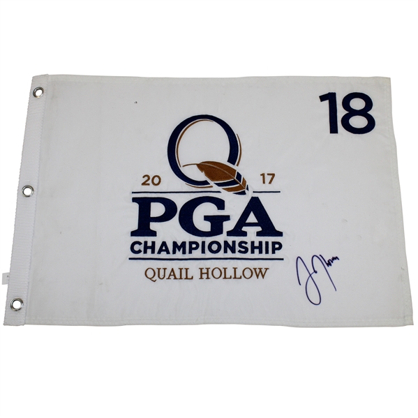 Justin Thomas Signed 2017 PGA Championship at Quail Hollow Embroidered Flag JSA ALOA