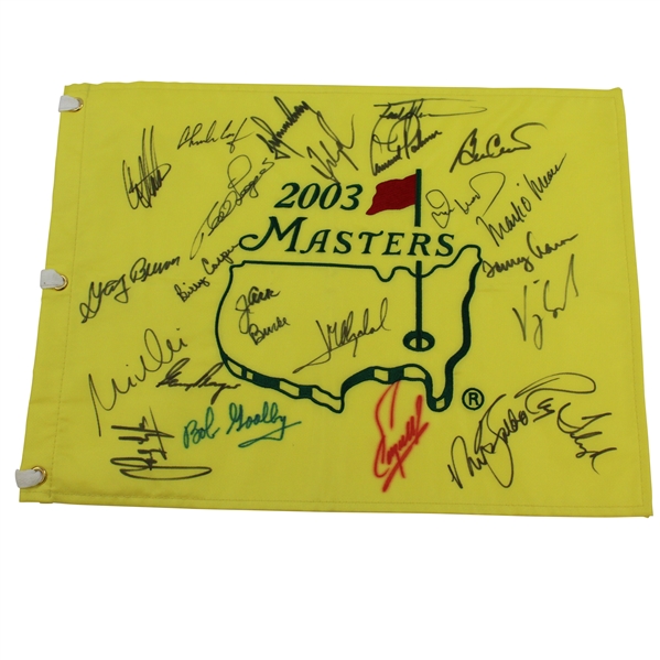 Masters Champions Signed 2003 Masters Embroidered Flag - Signed by 23 JSA ALOA