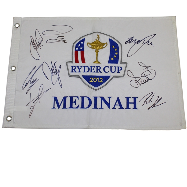 Multi-Signed 2012 Ryder Cup at Medinah Embroidered Flag - Signed by Eight European Members JSA ALOA