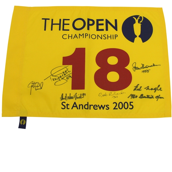 Multi-Signed OPEN Champions at The OPEN at St Andrews 2005 Flag - Signed by 6 Champs JSA ALOA