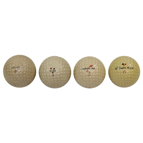 Four Wilson Rubber Core Dimple Golf Balls - 1920s-1960s