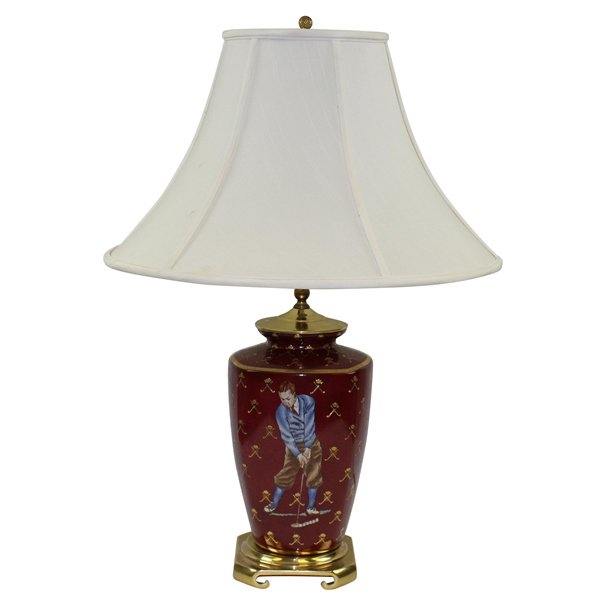 Classic Hand Painted Bobby Jones Tees Off with Crossed Clubs Auburn/Maroon Table Lamp - Works