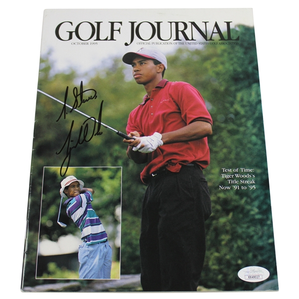 Tiger Woods Signed 1995 Golf Journal Magazine Cover Page with JSA 9 GRADED AUTOGRAPH - JSA #XX49027